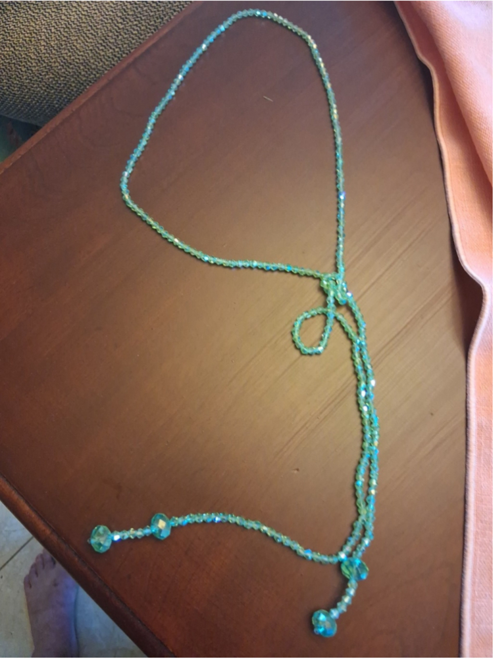 vintage faceted green crystal droplet necklace